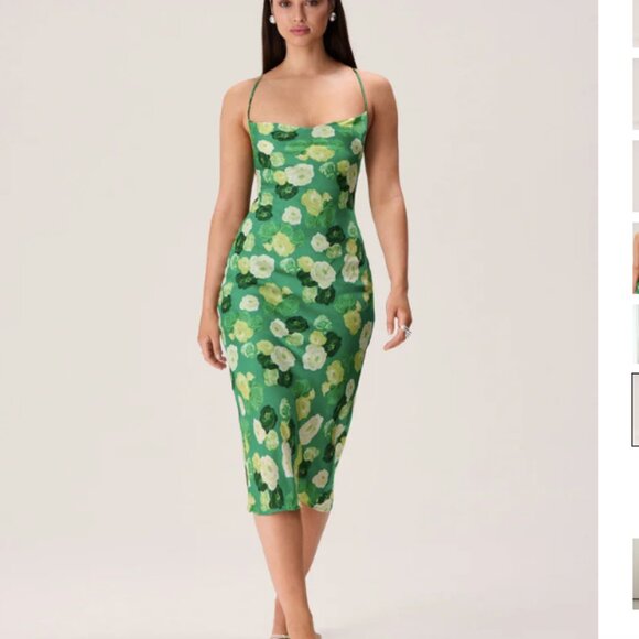 Adoore Vienna Open Back Midi Dress in Green Floral Print Size 6 NEW - Picture 6 of 12